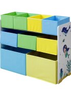 Ginger Home Organizator din lemn pentru jucarii cu 9 cutii textile Mermaid