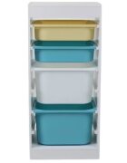 Ginger Home Organizator din PAL pentru copii Toy Shelf pentru jucarii si accesorii cu 4 cutii408x30x903 cm