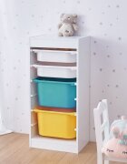 Ginger Home Organizator din PAL pentru copii Toy Shelf pentru jucarii si accesorii cu 4 cutii408x30x903 cm