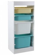 Ginger Home Organizator din PAL pentru copii Toy Shelf pentru jucarii si accesorii cu 4 cutii408x30x903 cm