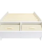 Ginger Home Organizator pentru copii 2in1 Montessori Alb cu raft pentru carti si jucarii2 cutii depozitare dimensiune 70x30x85 cm