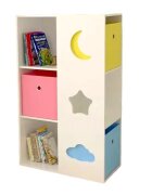 Ginger Home Organizator pentru jucarii si carti cu polite si 3 cutii depozitare Sky
