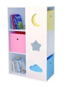 Ginger Home Organizator pentru jucarii si carti cu polite si 3 cutii depozitare Sky