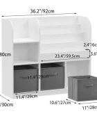 Ginger Home Organizator pentru jucarii si carti Montessori Alb cu 3 cutii4 rafturi carti si 2 politerealizat din mdfdimensiune 92x30x80 cm