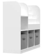 Ginger Home Organizator pentru jucarii si carti Montessori Alb cu 3 cutii4 rafturi carti si 2 politerealizat din mdfdimensiune 92x30x80 cm