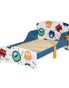 Ginger Home Pat junior din lemn 140x70 cm cu laterale protectie si polita Monster