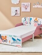 Ginger Home Pat junior din lemn 140x70 cm cu laterale protectie si polita Super Girl