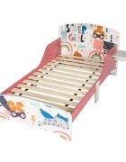 Ginger Home Pat junior din lemn 140x70 cm cu laterale protectie si polita Super Girl