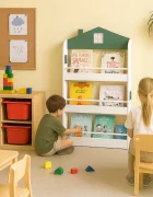 Ginger Home Raft organizator pentru carti si reviste model Casuta Montessori cu 3 rafturirealizat din MDFdimensiune 60x12x106 cm