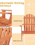 Ginger Home Scaun tip sezlong de gradina din lemn Adirondack