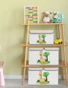 Ginger Home Set 2 cutii de depozitare pliabile cu capac si manere Giraffe