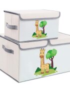Ginger Home Set 2 cutii de depozitare pliabile cu capac si manere Giraffe