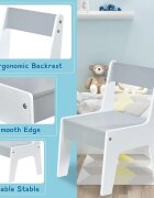 Ginger Home Set masuta cu 2 scaunele din lemn AlbAlbastru cu raft de depozitare cartiblat cu deschidere pentru creioane si accesoriicolturi si margini rotunjitedesign modern si elegantdimensiune masa 60x60x51 cm