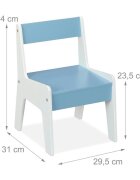 Ginger Home Set masuta cu 2 scaunele din lemn AlbAlbastru cu raft de depozitare cartiblat cu deschidere pentru creioane si accesoriicolturi si margini rotunjitedesign modern si elegantdimensiune masa 60x60x51 cm