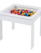 Ginger Home Set masuta cu 2 scaunele din lemn cu spatiu de depozitare si placa pentru constructii LEGO Alb