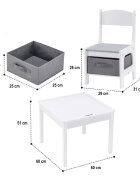 Ginger Home Set masuta cu 2 scaunele din lemn cu spatiu de depozitare si placa pentru constructii LEGO Alb