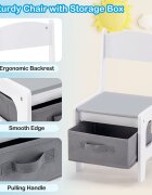 Ginger Home Set masuta cu 2 scaunele din lemn cu spatiu de depozitare si placa pentru constructii LEGO Alb