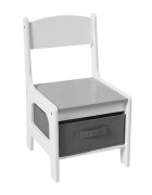 Ginger Home Set masuta cu 2 scaunele din lemn cu spatiu de depozitare si tabla AlbGri