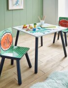Ginger Home Set masuta cu 2 scaunele din lemn pentru activitati si servire masa Dinosaur