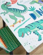 Ginger Home Set masuta cu 2 scaunele din lemn pentru activitati si servire masa Dinosaur