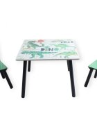 Ginger Home Set masuta cu 2 scaunele din lemn pentru activitati si servire masa Dinosaur