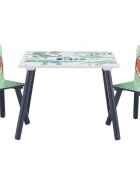 Ginger Home Set masuta cu 2 scaunele din lemn pentru activitati si servire masa Dinosaur