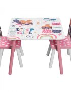 Ginger Home Set masuta cu 2 scaunele din lemn Super Girl