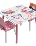 Ginger Home Set masuta cu 2 scaunele din lemn Super Girl