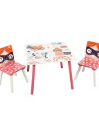 Ginger Home Set masuta cu 2 scaunele din lemn Super Girl