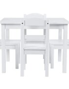 Ginger Home Set masuta cu 4 scaunele din lemn Albmargini rotunjitedesign scandinav elegantpotrivit pentru luat masaactivitatitemegradinitaafter school