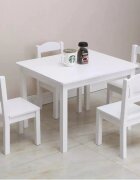 Ginger Home Set masuta cu 4 scaunele din lemn Albmargini rotunjitedesign scandinav elegantpotrivit pentru luat masaactivitatitemegradinitaafter school