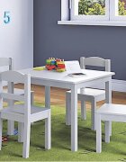 Ginger Home Set masuta cu 4 scaunele din lemn Albmargini rotunjitedesign scandinav elegantpotrivit pentru luat masaactivitatitemegradinitaafter school