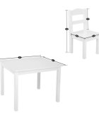 Ginger Home Set masuta cu 4 scaunele din lemn Albmargini rotunjitedesign scandinav elegantpotrivit pentru luat masaactivitatitemegradinitaafter school