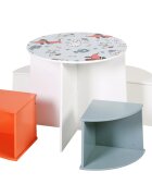Ginger Home Set masuta cu 4 scaunele din lemn cu design compact Dogs