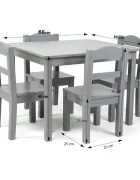 Ginger Home Set masuta cu 4 scaunele din lemn Grimargini rotunjitedesign scandinav elegantpotrivit pentru luat masaactivitatitemegradinitaafter school