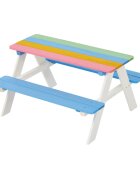 Ginger Home Set masuta cu bancute din lemn pentru copii Rainbow utilizare in gradina curte balcon cat si in interiorul camerei copiilor