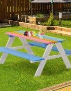 Ginger Home Set masuta cu bancute din lemn pentru copii Rainbow utilizare in gradina curte balcon cat si in interiorul camerei copiilor