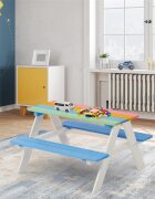 Ginger Home Set masuta cu bancute din lemn pentru copii Rainbow utilizare in gradina curte balcon cat si in interiorul camerei copiilor