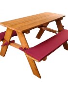 Ginger Home Set masuta de gradina cu bancute din lemn si pernute sezut Brown