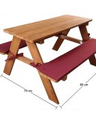 Ginger Home Set masuta de gradina cu bancute din lemn si pernute sezut Brown