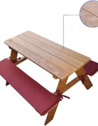 Ginger Home Set masuta de gradina cu bancute din lemn si pernute sezut Brown