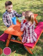 Ginger Home Set masuta de gradina cu bancute din lemn si pernute sezut Brown