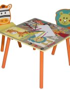 Ginger Home Set masuta si 2 scaunele cu spatar din lemn Safari Margini rotunjitepotrivit pentru activitatitemegradinitaafter schoolgreutate suportata 40kg