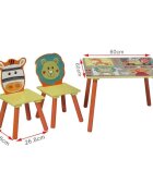 Ginger Home Set masuta si 2 scaunele cu spatar din lemn Safari Margini rotunjitepotrivit pentru activitatitemegradinitaafter schoolgreutate suportata 40kg