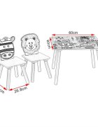 Ginger Home Set masuta si 2 scaunele cu spatar din lemn Safari Margini rotunjitepotrivit pentru activitatitemegradinitaafter schoolgreutate suportata 40kg