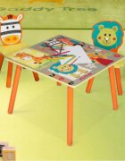Ginger Home Set masuta si 2 scaunele cu spatar din lemn Safari Margini rotunjitepotrivit pentru activitatitemegradinitaafter schoolgreutate suportata 40kg