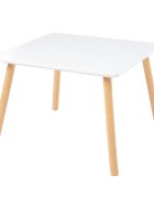 Ginger Home Set masuta si 2 scaunele cu spatar pentru copii AlbNatur din lemnMargini rotunjitepotrivit pentru activitatitemegradinitaafter schoolgreutate suportata 40kg
