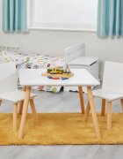 Ginger Home Set masuta si 2 scaunele cu spatar pentru copii AlbNatur din lemnMargini rotunjitepotrivit pentru activitatitemegradinitaafter schoolgreutate suportata 40kg
