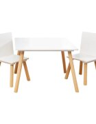 Ginger Home Set masuta si 2 scaunele cu spatar pentru copii AlbNatur din lemnMargini rotunjitepotrivit pentru activitatitemegradinitaafter schoolgreutate suportata 40kg