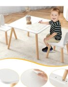 Ginger Home Set masuta si 2 scaunele cu spatar pentru copii Bunny Alb din lemn margini rotunjitepotrivit pentru activitatitemegradinitaafter schoolgreutate suportata 40kg